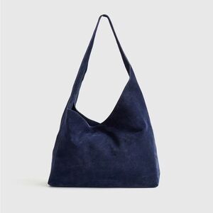 Quince Navy Blue Suede Hobo Bag